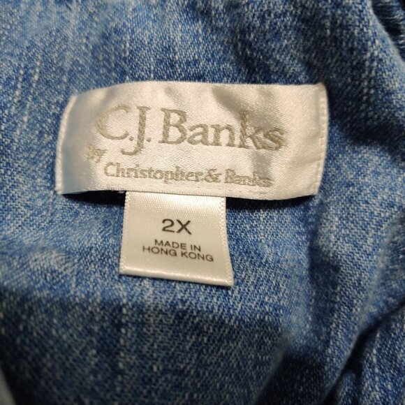 C.J. Banks 2X Plus Size Vintage 2004 Penguin Embroidered Denim Christmas Shirt - Picture 7 of 12